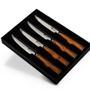 Damasko plieno peilių rinkinys kepsniams KAMAZAKI KZI001SET