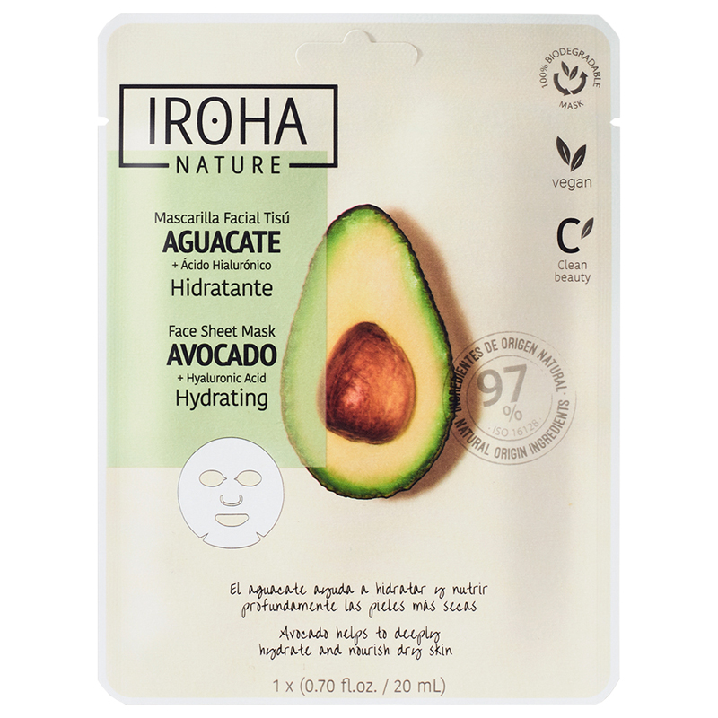 01_MTIN25 Drėkinamoji veido kaukė Iroha Avocado MTIN25 su avokadu
