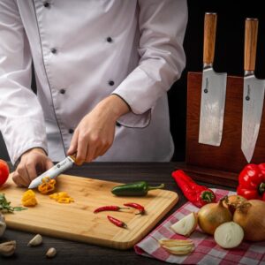 Damasko plieno peilių rinkinys su stovu KAMAZAKI KZI003SET