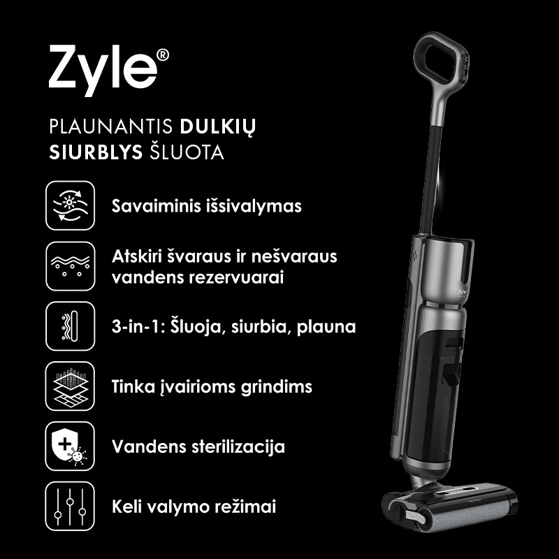 06_ZYWETCLEANPLUSG Įkraunamas plaunantis dulkių siurblys Zyle ZYWETCLEANPLUSG