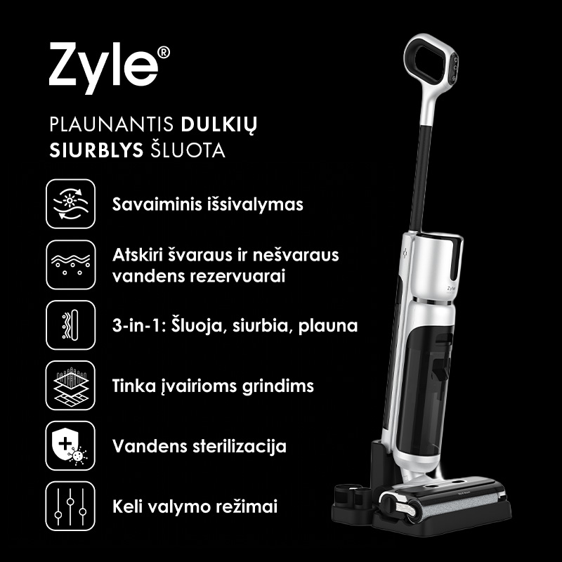 06_ZYWETCLEANPLUSW Įkraunamas plaunantis dulkių siurblys Zyle ZYWETCLEANPLUSW
